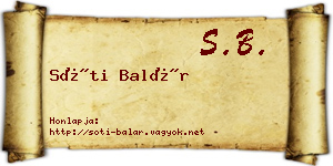 Sóti Balár névjegykártya